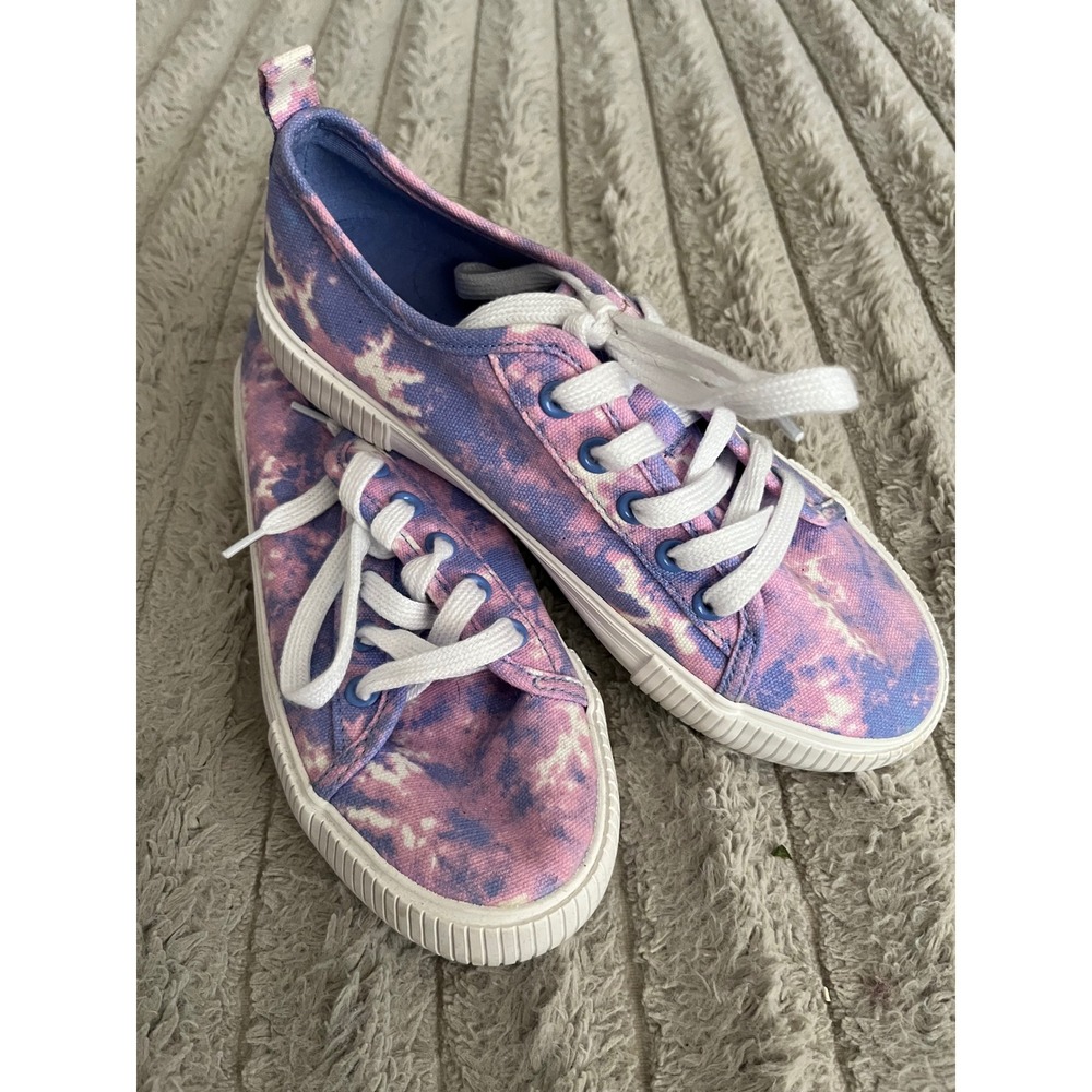 Cat & Jack Kids Tie Dye Canvas Sneakers Purple Pink Low Top Lace Up Size 4